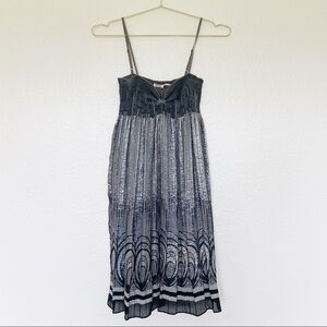 LEON MAX Limited Edition Silver Art Deco Spaghetti Strap Midi Dress SZ OZ